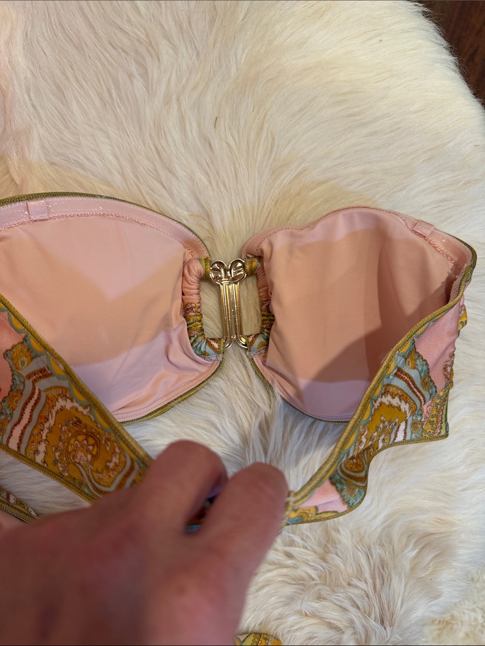 Zimmermann Pink, Gold & Aqua Paisley Bandeau Bikini Set - Picture 11 of 15